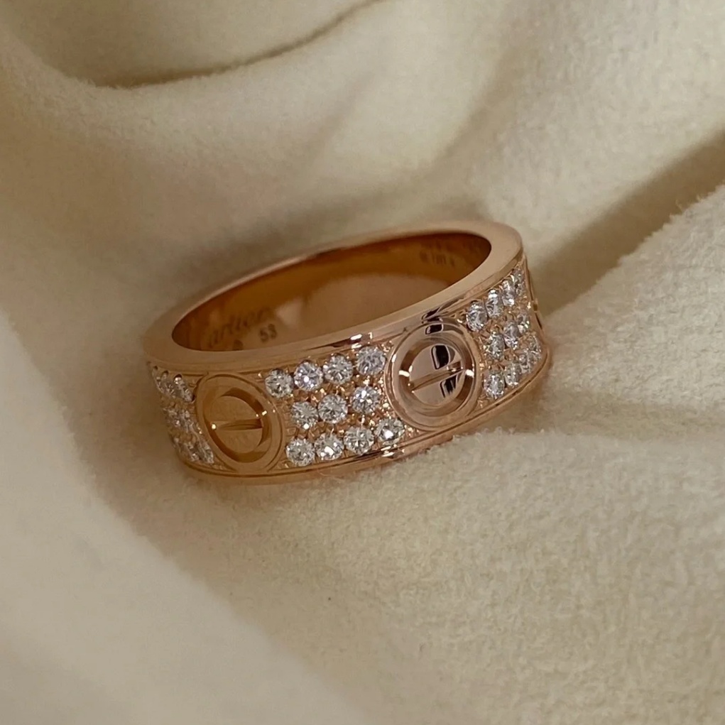 Cartier love ring pave diamond stacking