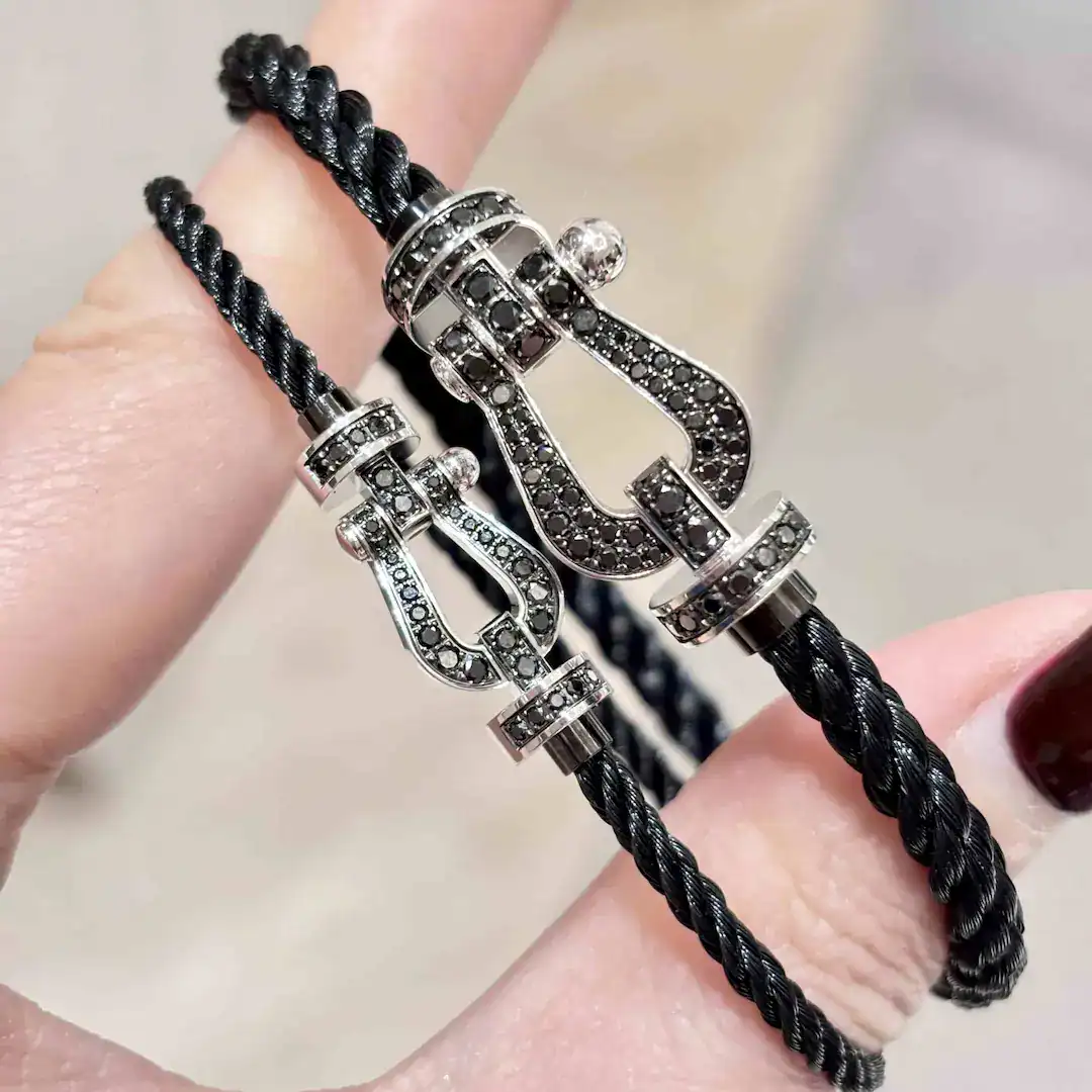 18K Real Gold Fred Force 10 Black Diamond Bracelet Small Large Model