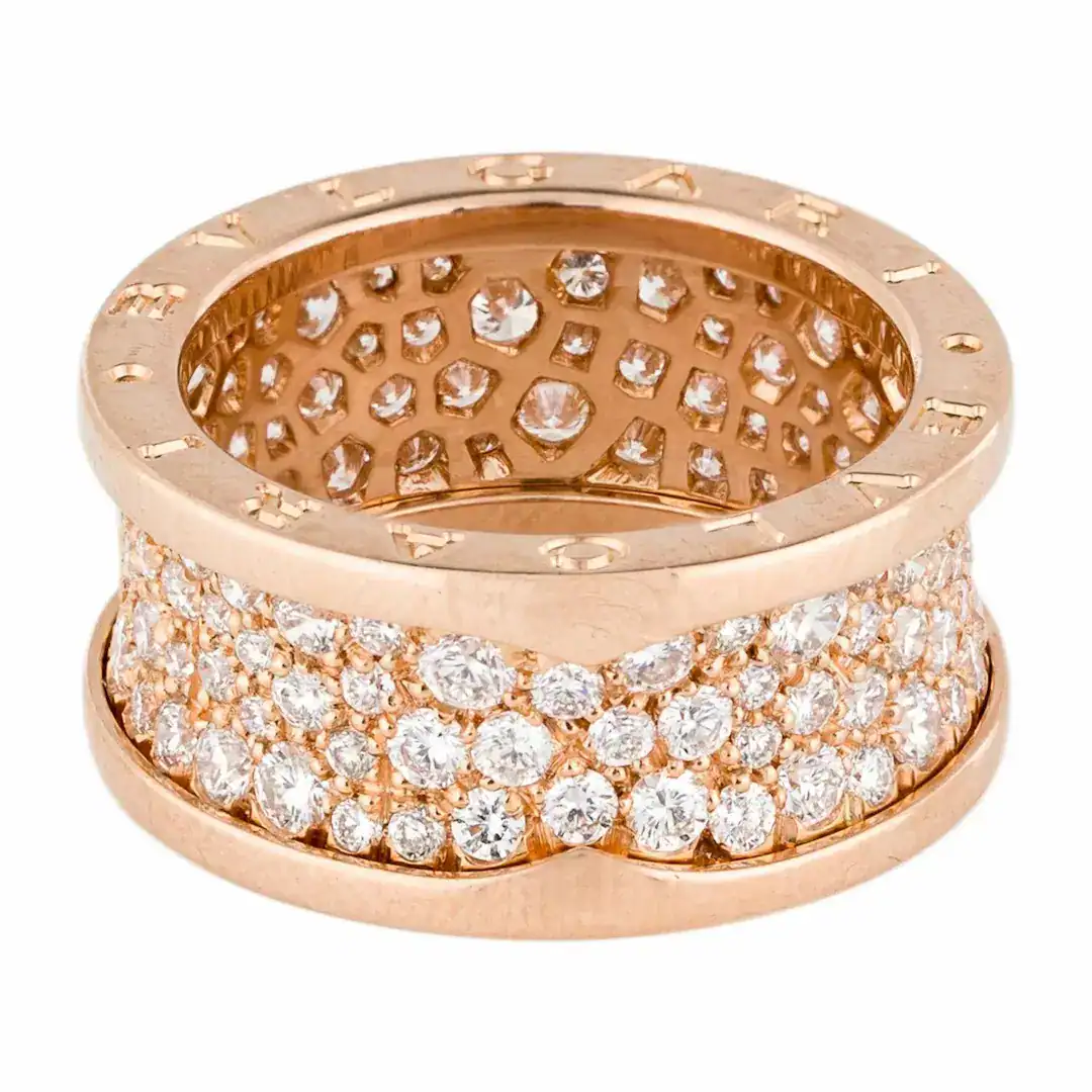 18K Rose Gold Bvlgari B.zero1 Band Diamond Ring