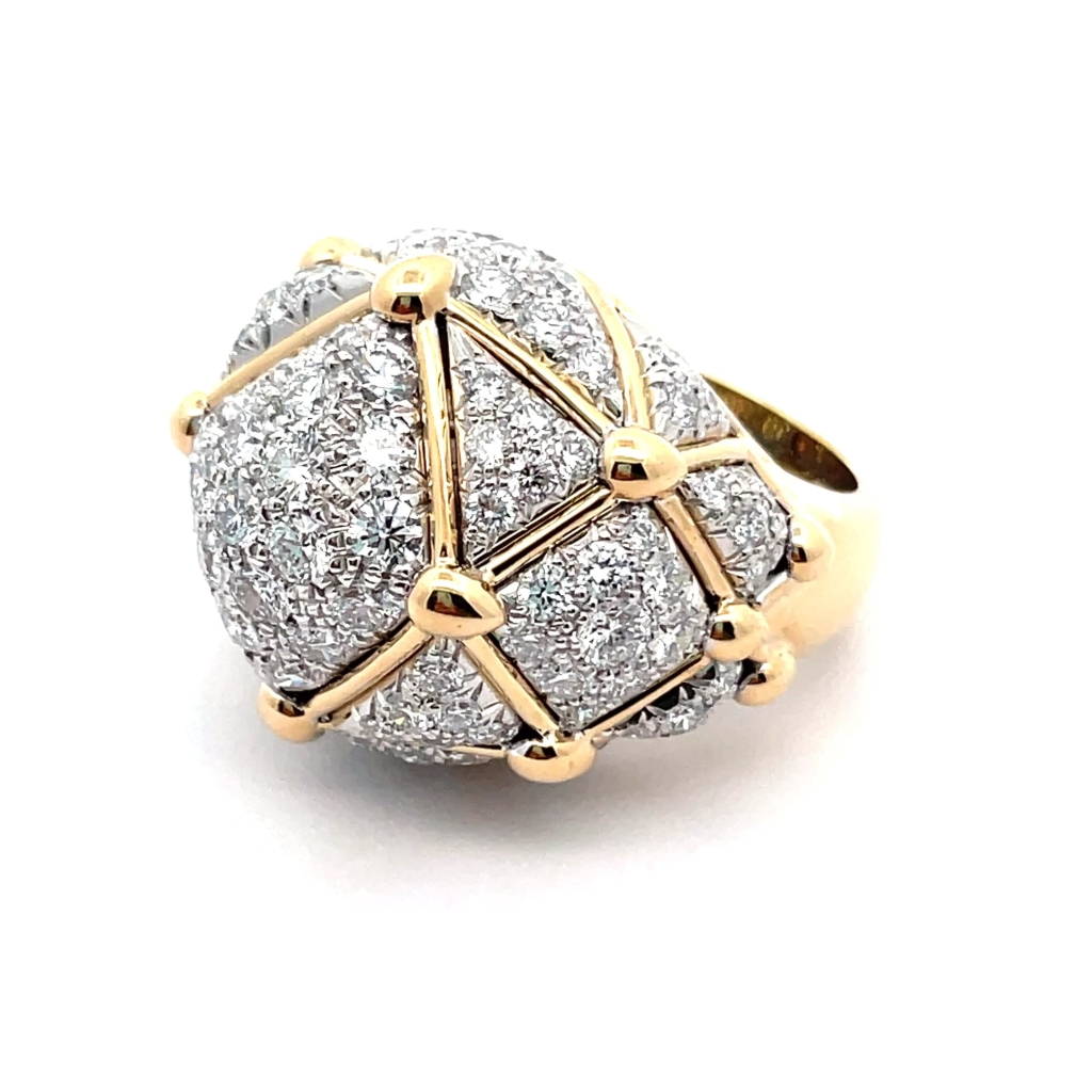 18K Yellow Gold David Webb Geodesic Dome Diamond Ring