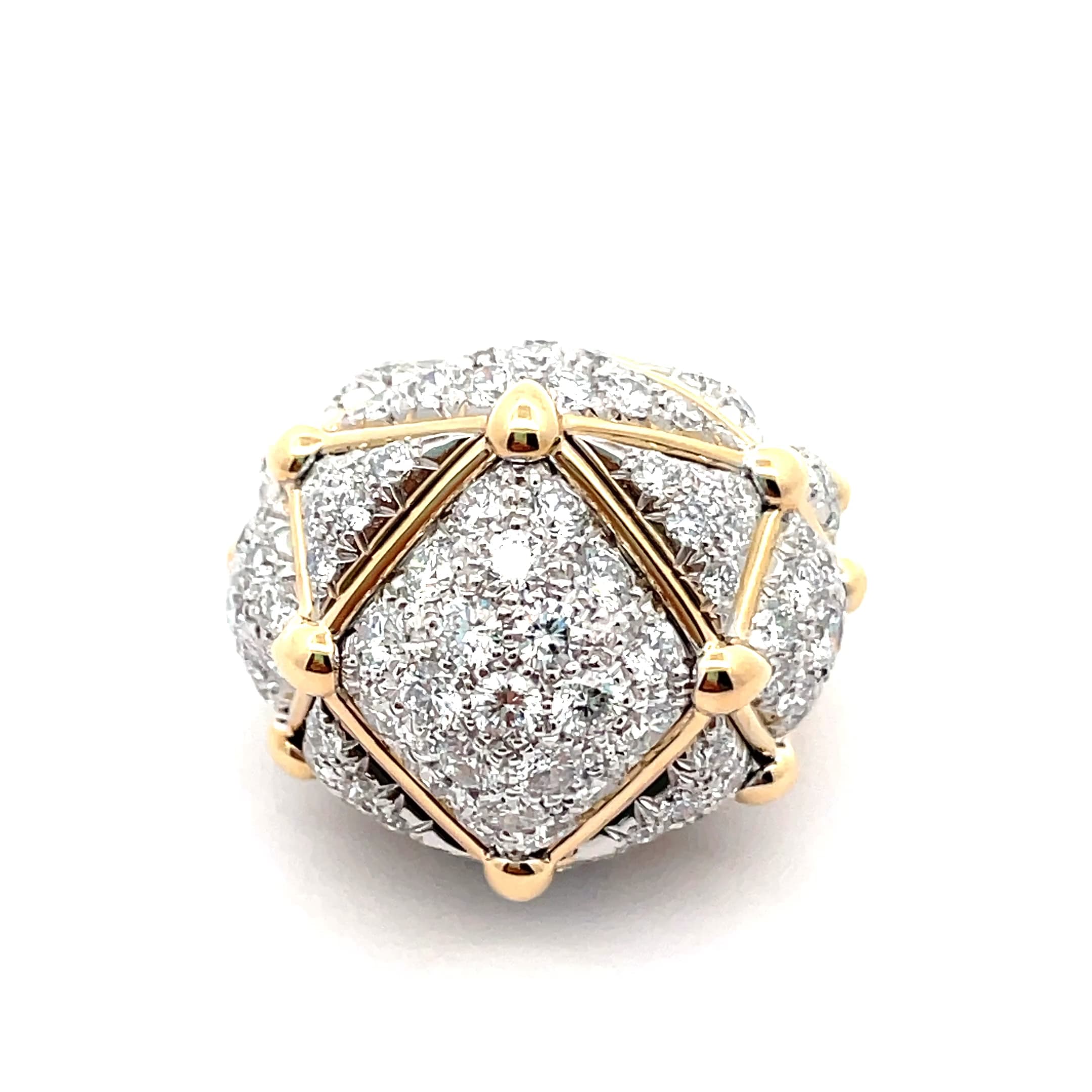 18K Yellow Gold David Webb Geodesic Dome Diamond Ring