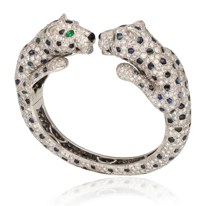 Cartier Panthere Sapphire, Onyx, Emerald and Diamond Bangle