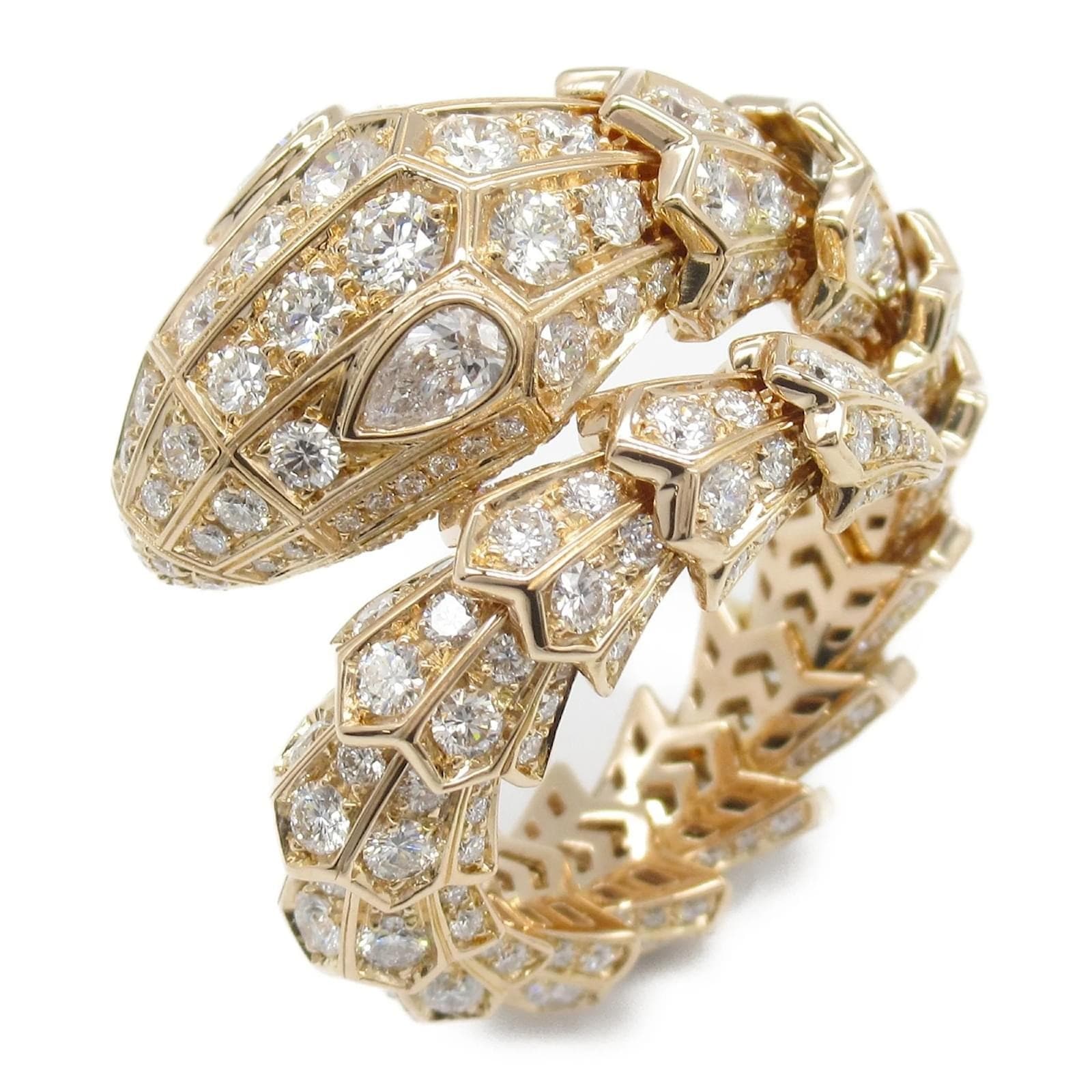 18K Yellow Gold Bvlgari Serpenti Vipe Full Pave Diamond Ring