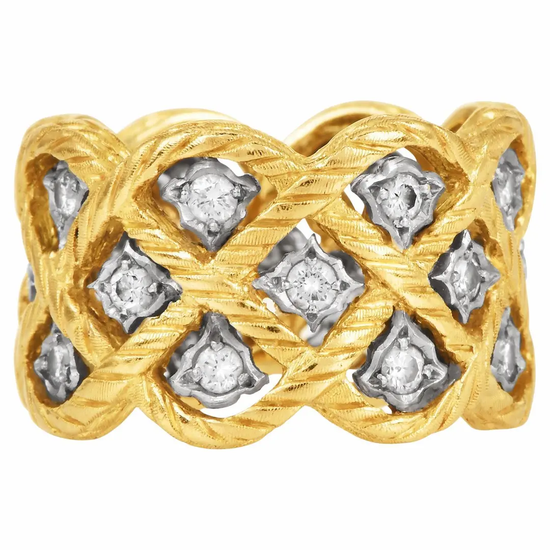 Buccellati Étoilée Eternelle Diamond 18K Gold Wide Eternity Ring