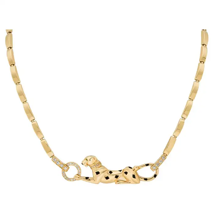 Luxury Cartier Yellow Gold Diamond Panthère De Cartier Necklace N7059200