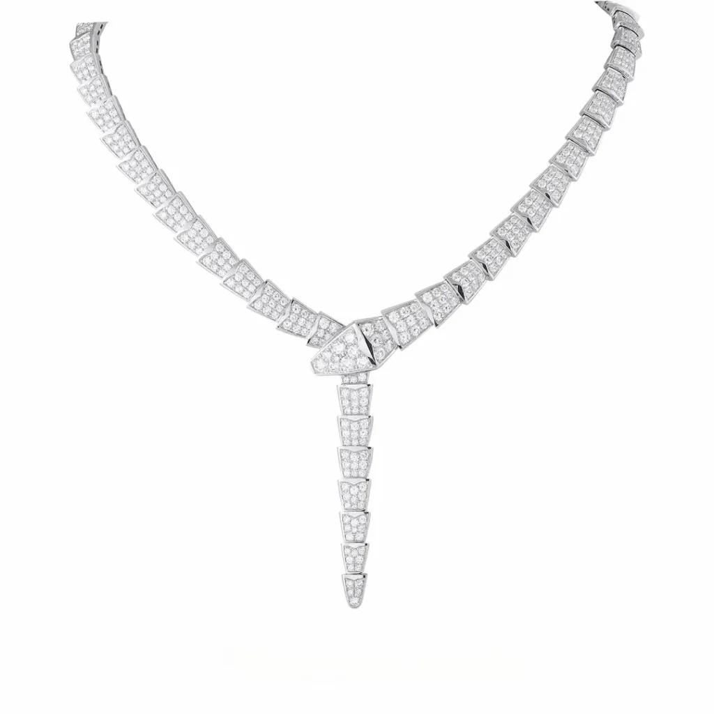 Bvlgari Serpenti Viper 18k White Gold Diamond Necklace