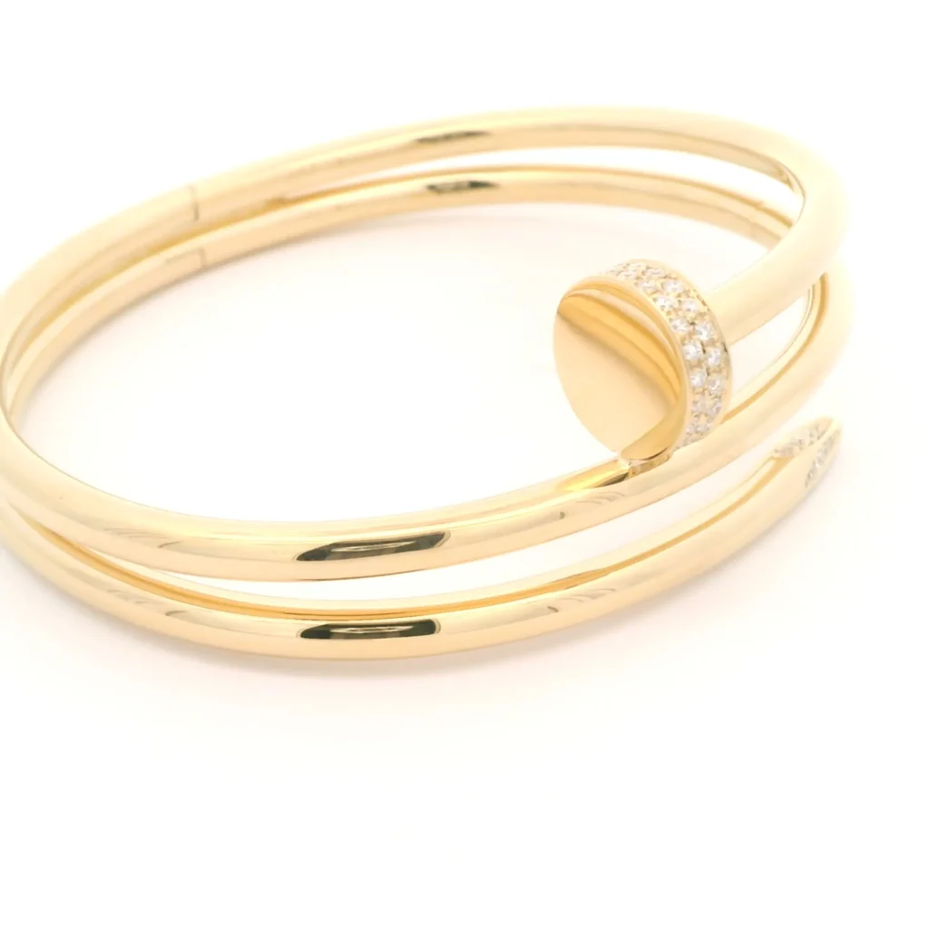 Cartier Double Juste Un Clou Bracelet, Diamonds Head, Yellow Gold