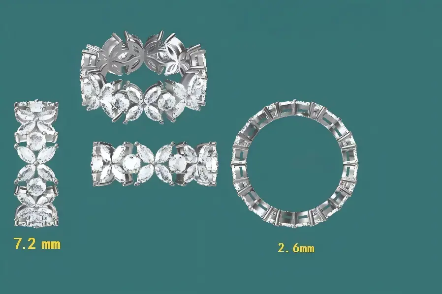 Round Marquise Lab Diamond Wedding Ring in 14k White Gold - High Jewelry - 1